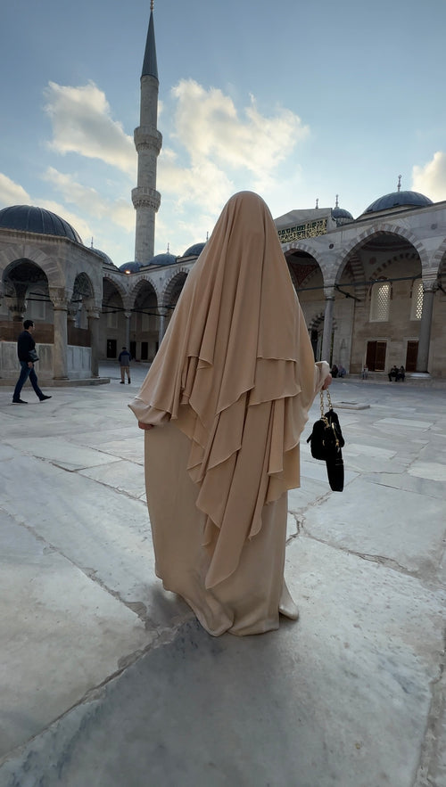 LAYLA 3-Layer Khimar - Cream